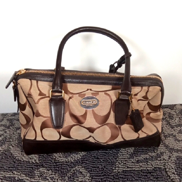 Coach Legacy Signature Haley Satchel Womens Purse Brown - Picture 1 of 10